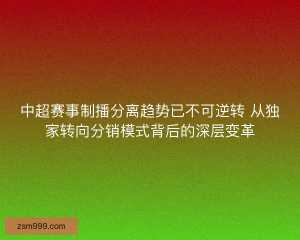 中超赛事制播分离趋势已不可逆转 从独家转向分销模式背后的深层变革 中超赛事制播分离趋势已不可逆转 从独家转向分销模式背后的深层变革