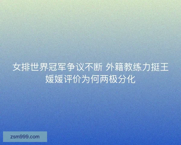 女排世界冠军争议不断 外籍教练力挺王媛媛评价为何两极分化 女排世界冠军争议不断 外籍教练力挺王媛媛评价为何两极分化