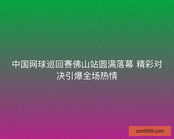 中国网球巡回赛佛山站圆满落幕 精彩对决引爆全场热情